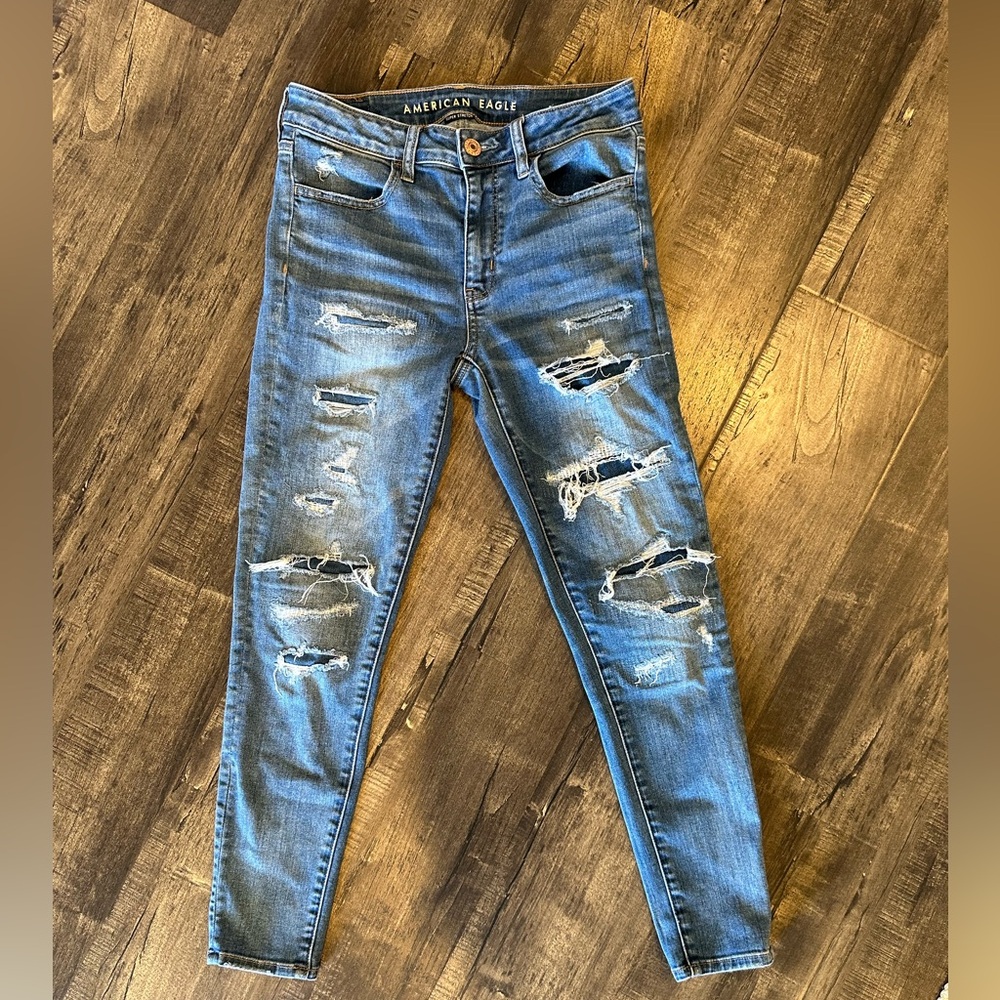 American Eagle, high rise ankle crop jeans